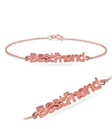 Rose Gold Plated Best Friend Silver Bracelet BRS-36-RO-GP